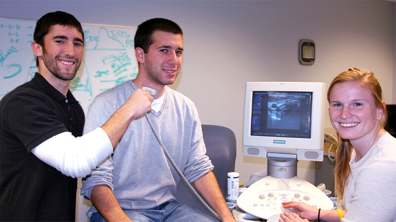 Students working on research project in lab