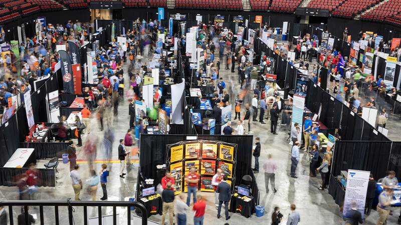 Overhead view of career fair