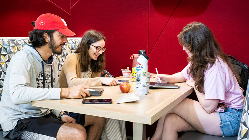 Students eating lunch together