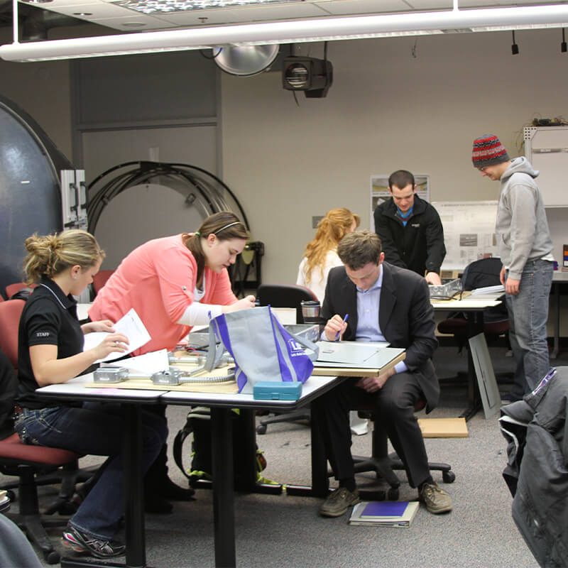 Students working on group project in lab