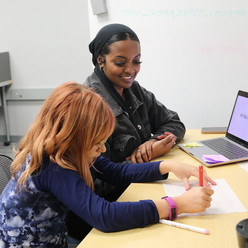 Students working on laptop