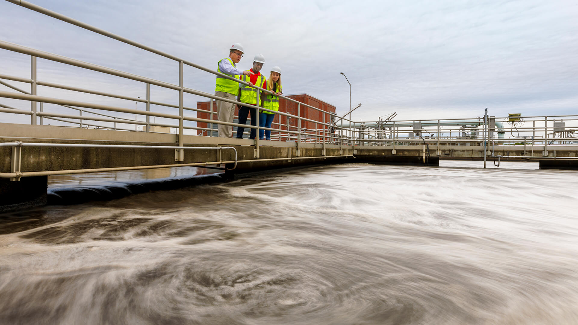 Students looking at water treatment facility