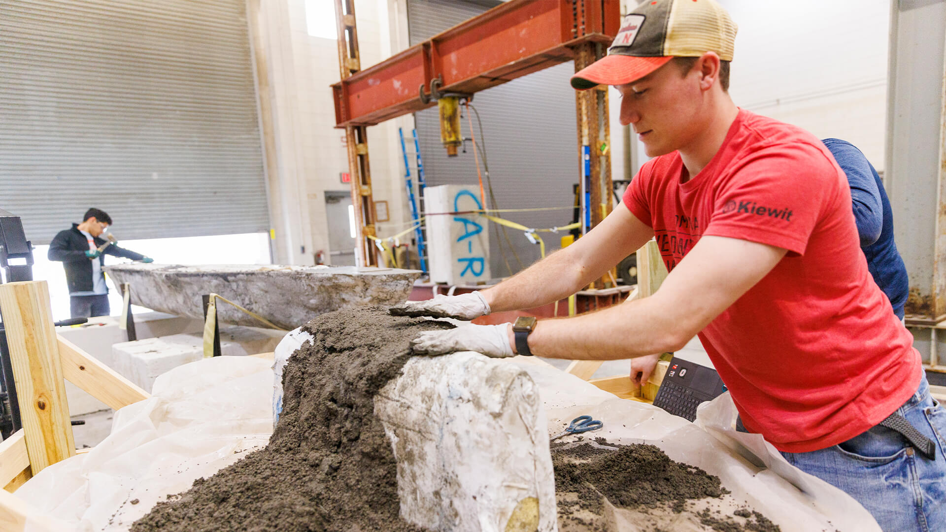 Student working on concrete form