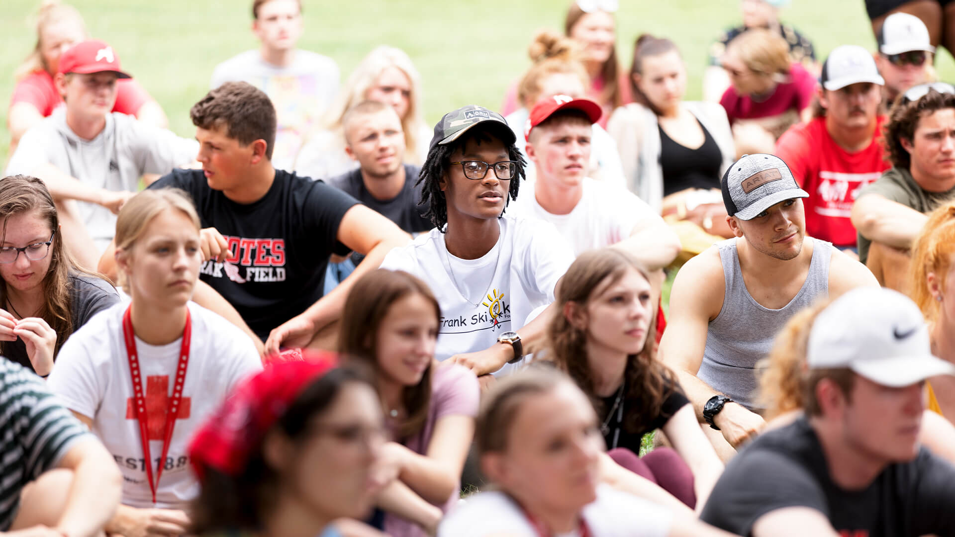 Group of students at welcome event