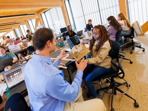 Students working in a classroom